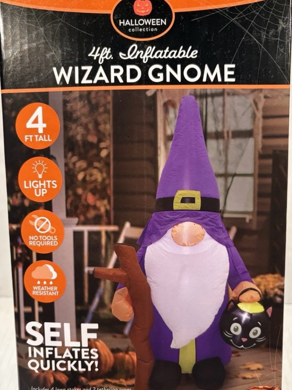 4ft Inflatable Wizard Gnome - Purple